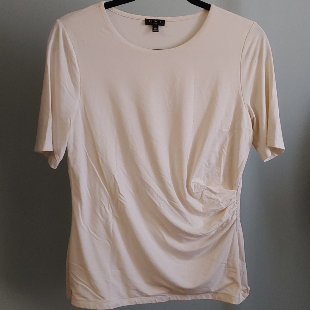 Talbots Off-White Ruched Side Top